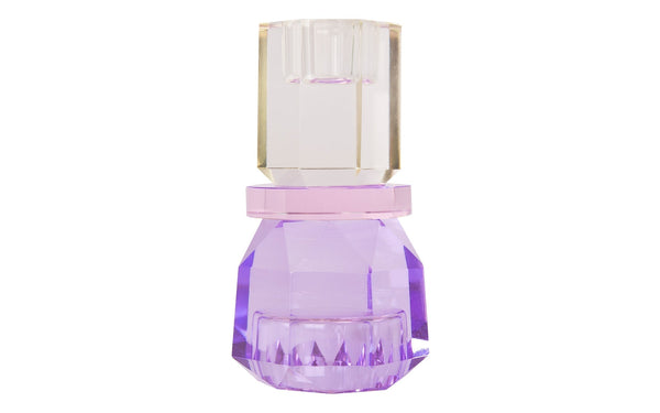 Crystal candle holder - linen, pink & violet