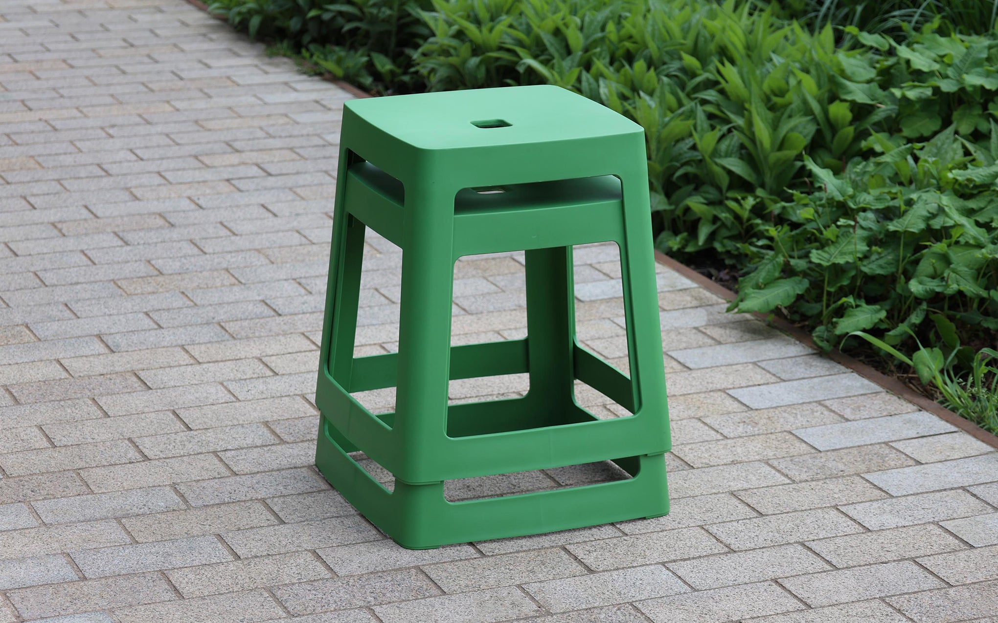 Green store plastic stool