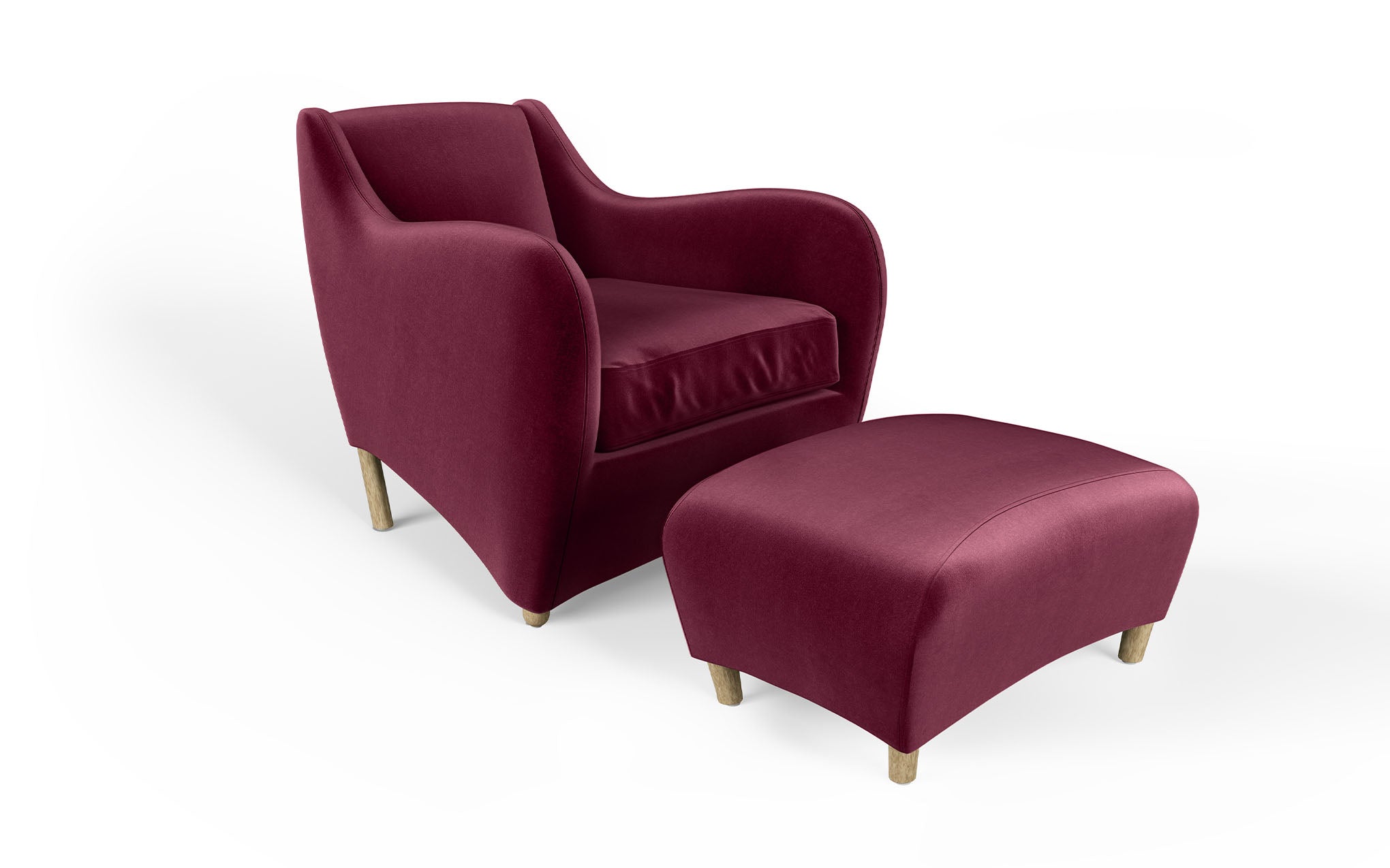 Velvet armchair and deals ottoman