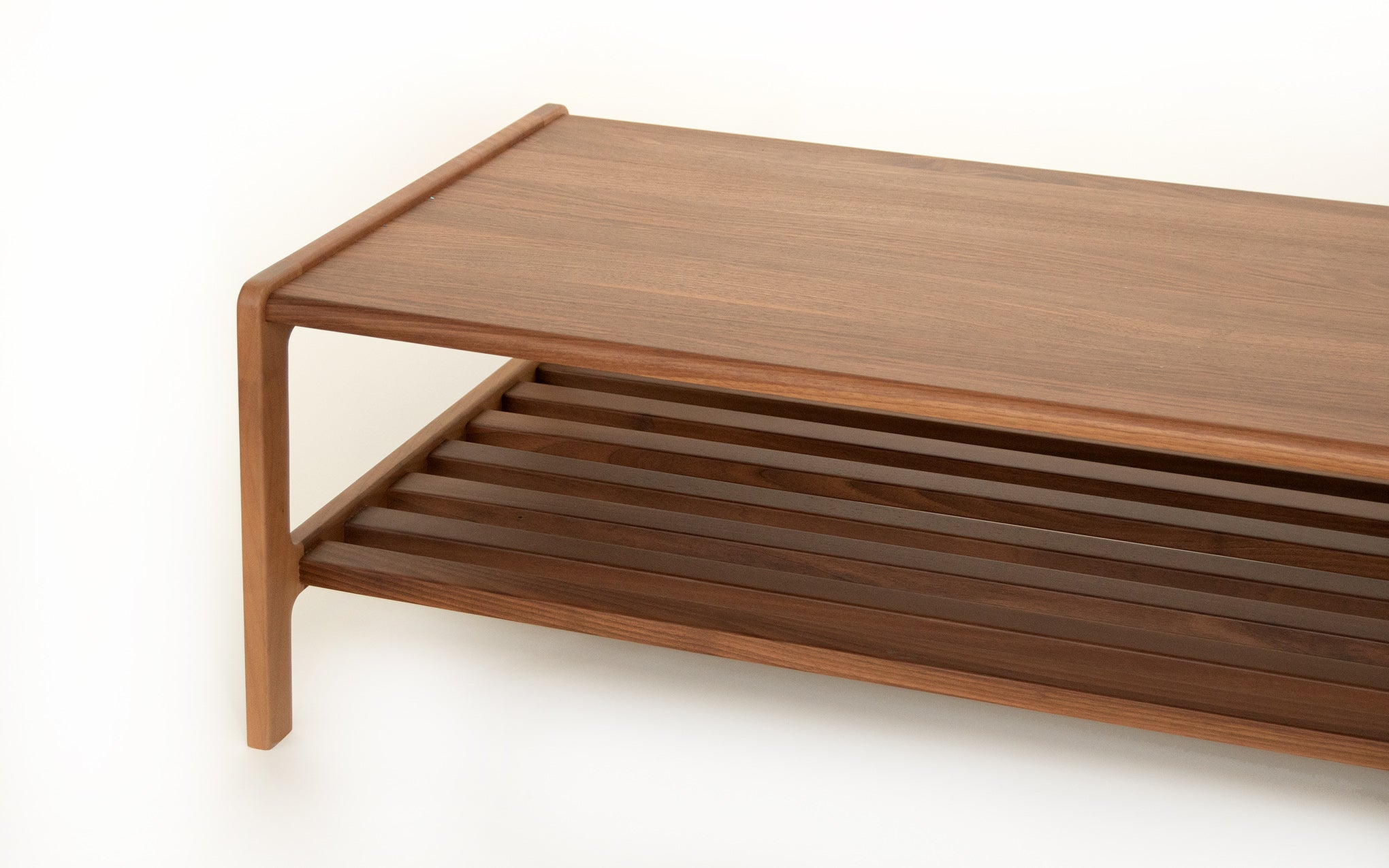 Contemporary walnut store coffee table