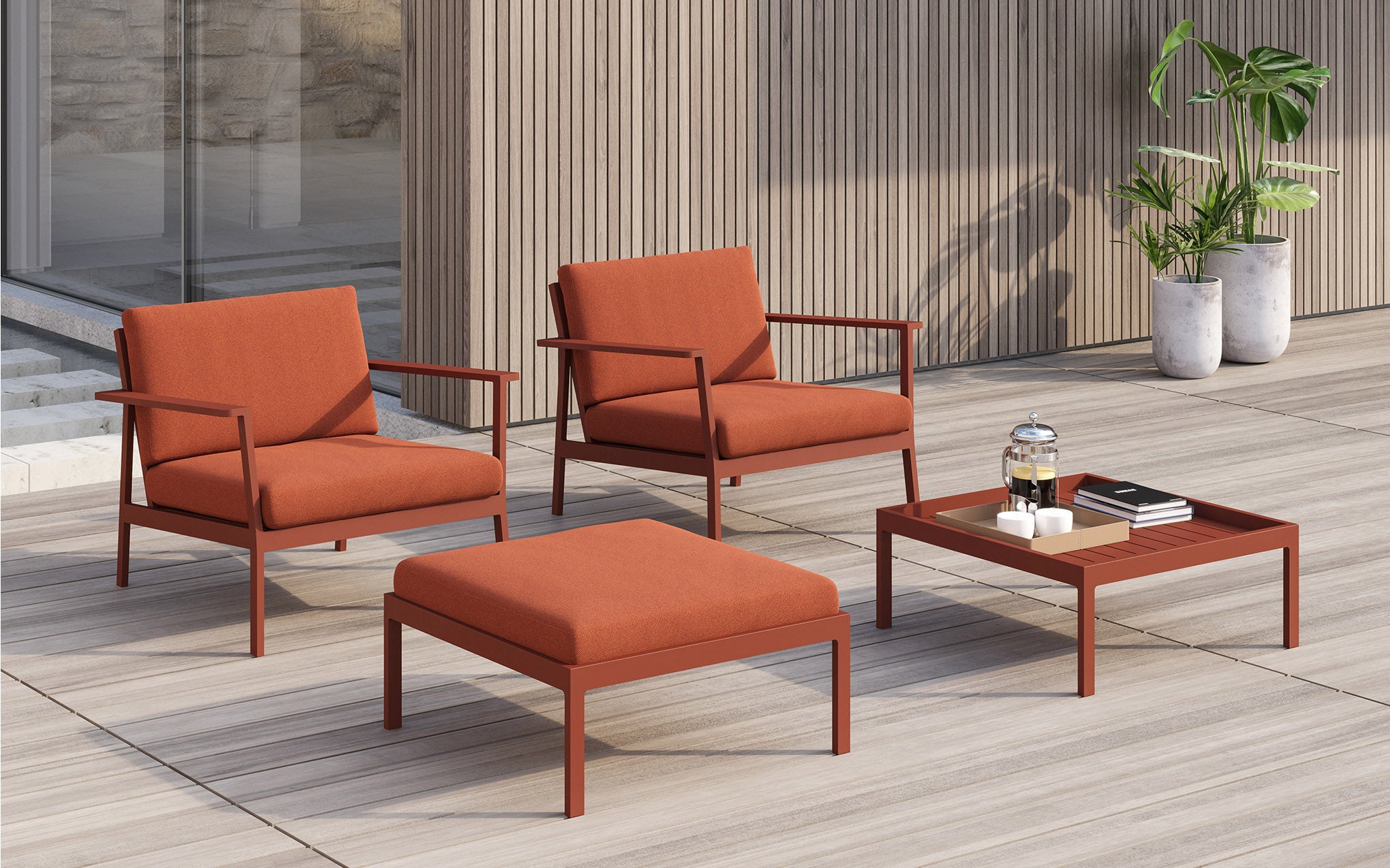 Red outdoor deals ottoman